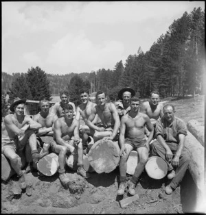 Men of New Zealand Forestry Unit in southern Italy, World War II - Photograph taken by M D Elias