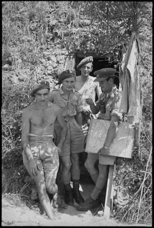 Former German dugout used by New Zealand Artillery near Sora area, Italy, World War II - Photograph taken by George Kaye
