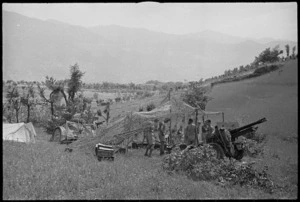New Zealand gun location in a wheat field near Sora, Italy, World War II - Photograph taken by George Kaye