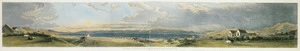 [Brees, Samuel Charles] 1810-1865 :Pictorial Illustrations of New Zealand. [The Panorama Plate (Plate "22"), top image]. Panorama of Wellington, Port Nicholson, taken upon Thorndon Flat. [1847]. Drawn by S. C. Brees ... engraved by Henry Melville.