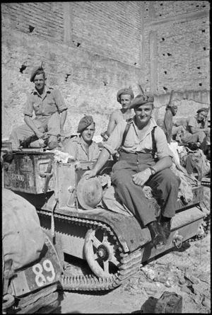 New Zealanders on their Bren carrier in the Italian town of Sora, World War II - Photograph taken by George Kaye