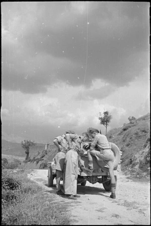 Members of NZPRS Field Section near the town of Sora, Italy, World War II - Photograph taken by George Kaye