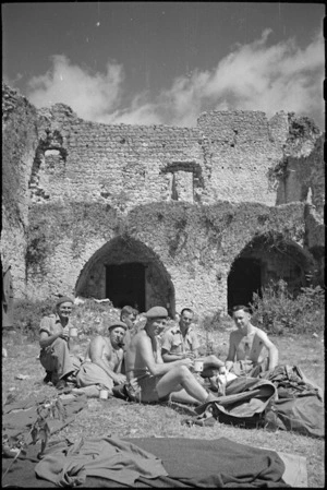 New Zealanders in the ancient castle of Vicalvi, Italy, World War II - Photograph taken by George Kaye