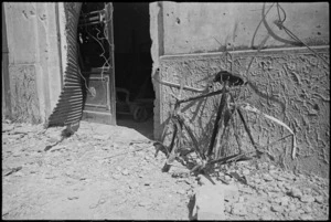 Civilian bicycle shelled in Orsogna, Italy, World War II - Photograph taken by George Kaye