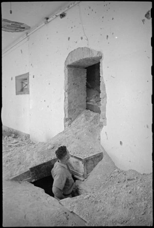 German dug-outs in the school at Orsogna, Italy, World War II - Photograph taken by George Kaye