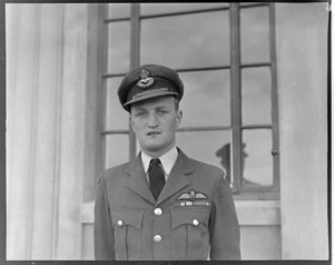 Portrait of Flying Officer G Jones at RNZAF, Ohakea, Whanganui District