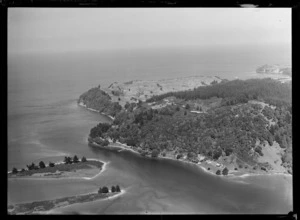 Wade River, Whangaparoa, Auckland, includes river mouth, housing and farmland