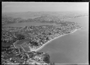 Milford, Auckland, includes housing, beach, shoreline and Lake Pupuke