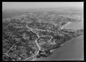 Browns Bay, Auckland, includes shoreline, housing and farmland
