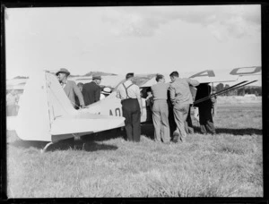 Auster aircraft at Mangere, individuals unidentified