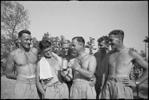 Winners of 'Pink Championship' with their 'Trophy' at gala day of 46 Battery at Arce, Italy, World War II - Photograph taken by George Kaye