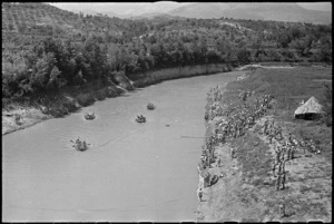 General view of boat race called 'The Balsorano Bludger's Scramble' at 24 NZ Battalion's aquatic derby at Arce, Italy, World War II - Photograph taken by George Kaye