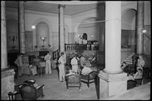 General view of the lounge in the New Zealand Forces Club in Rome, Italy, World War II - Photograph taken by George Kaye
