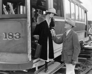 Photograph of Nola and Maurice Luxford acting in a movie