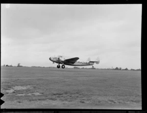 New Zealand National Airways Corporation Lockheed Lodestar aeroplane, ZK-AJM, at Milson Aerodrome, Palmerston North