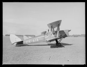 Tiger Moth aircraft (ZK-AIA), at [Whenuapai Airbase?], Auckland