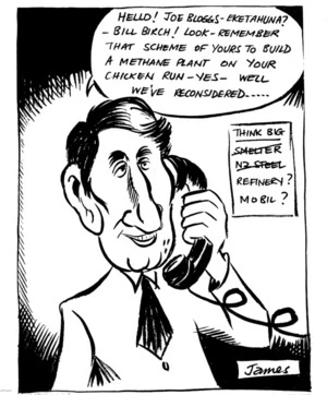 Lynch, James, 1947-:"Hello! Joe Bloggs - Eketahuna? - Bill Birch!..." 12 October 1981