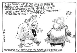Scott, Thomas, 1947- :Pita Sharples and Tariana Tuia [Turia] are reconsidering retirement. 16 June 2012