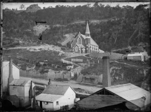 View of the newly completed second Presbyterian Church in Mount Street, Port Chalmers, ca 1872.