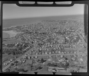 View to the town of Timaru with Evans Street in foreground looking south to Caroline Bay and the Timaru CBD, South Canterbury Region