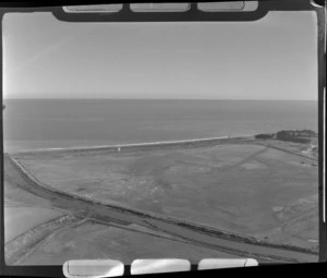 View of Timaru Airport and Salt Water Creek with the Pacific Ocean beyond, South Canterbury Region