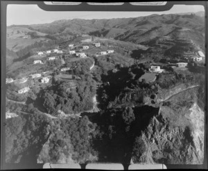 View of [Hillcrest Road?] residential houses overlooking the town of Whakatane, Bay of Plenty Region