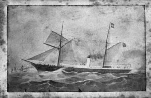Photograph of a painting of the ship Black Swan