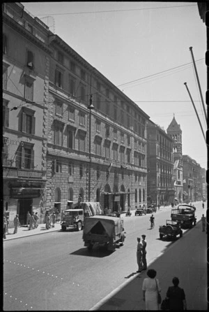 View down Via Nazionale, Rome, Italy, with World War II New Zealand Forces Club on left - Photograph taken by George Kaye