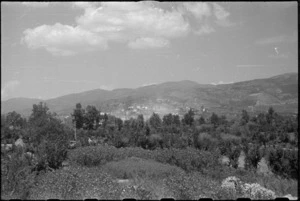 View from 6 NZ Infantry Brigade HQ showing Castiglione and Lignano, Italy, World War II - Photograph taken by George Kaye