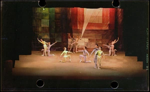 Photograph of dress rehearsals for New Zealand Ballet Company production of "Prismatic variations"