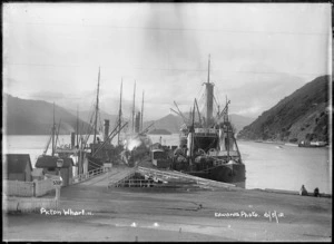 Picton wharf and moored vessels - Photograph taken by Edwards