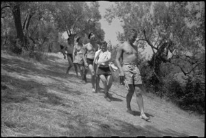 Going down for a swim in Lake Albano at Divisional HQ picnic, Italy - Photograph taken by George Kaye