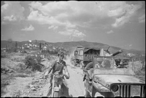 New Zealand Divisional transport on the way to Arezzo in Italy, during World War II - Photograph taken by George Kaye