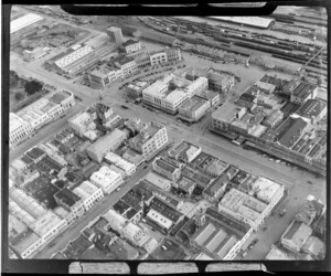 Invercargill, includes township, industrial buildings, railway line and railway station