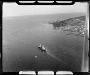 Bluff, includes boats in harbour, housing and farmland