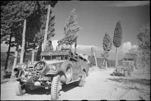 New Zealand recce vehicle heads convoy during advance to Florence, Italy, World War II - Photograph taken by George Kaye