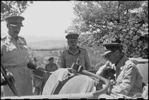 King George VI arrives to visit 2 New Zealand Division during its advance to Florence, Italy, World War II - Photograph taken by George Kaye