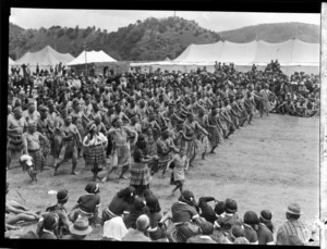 Unidentified Maori group performing a Haka at Waitangi Day celebrations, at Waitangi