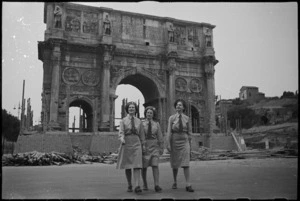Tuis standing in front of the Arch of Constantine in Rome, Italy, World War II - Photograph taken by George Kaye