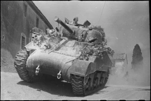 World War II Sherman tank in the forward area near Florence, Italy - Photograph taken by George Kaye