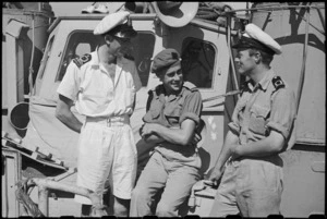 New Zealanders meet on a World War II naval motor launch in Bari, Italy - Photograph taken by George Bull