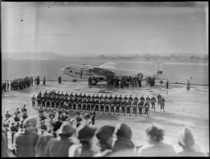 RNZAF (Royal New Zealand Air Force) parade for Lord Montgomery, at Whenuapai Air Base, Auckland