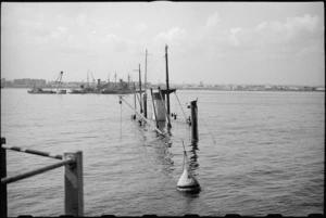 Sunken ship in Bari Harbour, Italy, World War II - Photograph taken by George Bull