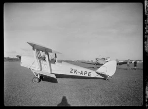 De Havilland DH 82 Tiger Moth biplane ZK-APE, [at Auckland Aero Club, Mangere, Auckland?]