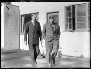 Lord Knollys, Chairman of British Overseas Airways Corporation, with Sir Leonard Isitt, at an unidentified location