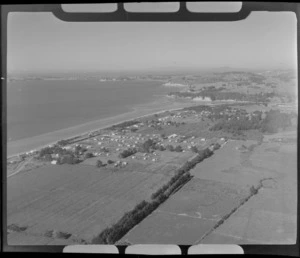 Orewa, Rodney County, Auckland, including coastline, housing and rural area