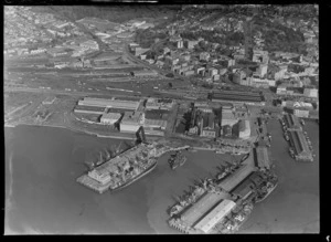Export wharf, Auckland, including railways in the background