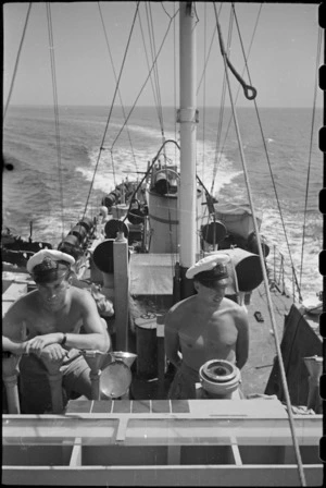 Naval motor launch commanded by Lieutenant Commander G T McCarthy on patrol in the Adriatic, World War II - Photograph taken by George Bull