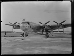 RAF (Royal Air Force) aircraft, Avro York C1 MW101, used for transportation for Lord Montgomery and his officials, during tour of Australia and New Zealand, Whenuapai Air Base, Auckland
