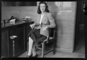 Whites Aviation staff member Miss B Foote, in offices of Whites Aviation Ltd